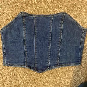 Denim corset top! bottom loop ripped